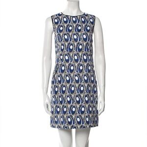 Miss Wu Sleeveless Blue Geometric Shift Dress medium